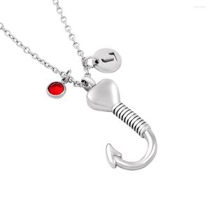 Chains IJMD0039 Heart Shape Fish Hook Stainless Steel Cremation For Ashes Urn Pendant Keepsake Jewelry