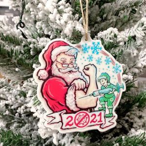 Decoraciones navideñas 11x12cm Santa Claus Hang Decor Árbol de Navidad Noel Colgante Merry For Home 2022 Kids Favor