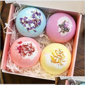 Bath Salts 4Pcs/Set Organic Bath Salt Gift Natural Mini Handmade Bathing Spa Bomb 100G/Pcs Rich Essential Oils Moisturizing Dry Skin Dhdey