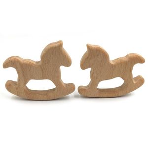 Diy Cartoon Horse Natural Beech Wood Teether Pacifier Pendant Safety Wood Baby Ting Toys For Newborn Gift