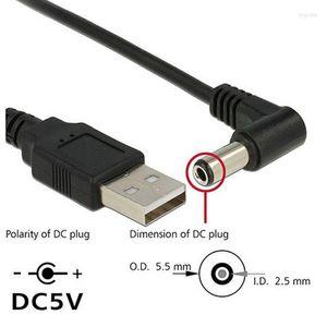 Cavi per computer Zihan 100 cm USB 2.0 Tipo A maschio a destra ad angolo di 90 gradi 5,5 x 2,5 mm DC 5 V Spina di alimentazione Connettore cilindrico Cavo di ricarica