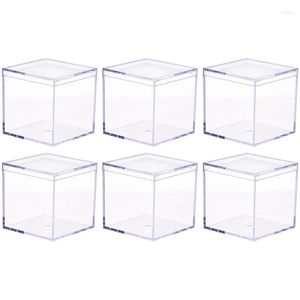 Geschenkpapier, 6 Stück, quadratische Süßigkeitenboxen, transparente Acryl-Verpackungsbox, Lebensmittelaufbewahrung