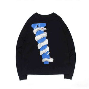 Men's Hoodies Sweatshirts Hoodies Men's Sweatshirts European and American Fashion Brand Vlons Thin Sweater Men's Poisonous Snake Joint Name Big v Black Blue Long