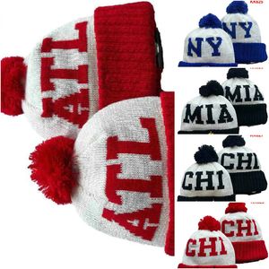 Atl Beanie North American Basketball Team Side Patch Winter Wool Sport Knit Hat Skull Caps