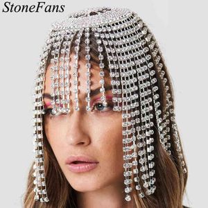 Wedding Hair Jewelry Stonefans Bling Rhinestone Perukowie Łańcuchy dla kobiet ręcznie robione krystalicznie wielowarstwowe akcesoria T220907