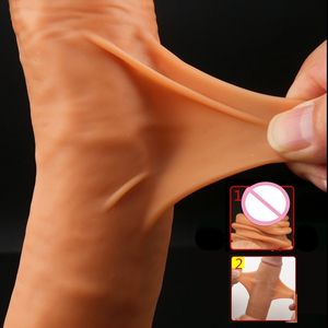 Sünnet Derisi Penis toptan satış-Seks oyuncak masajı gerçek sünnet derisi yapay penis iztik penis silikon dong oyuncakları kadınlar için mastürbasyon vantuz