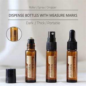 Perfume Bottle 6Pcs 10ml Essential Oil doterra Amber Thick Glass Roller Spray Dropper Travel subbottling 220908