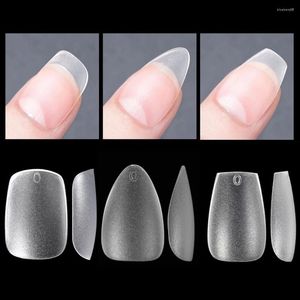 False Nails 120 PCS Short Coffin Square 타원형 아크릴 아트 팁 시스템 GEL X Press on