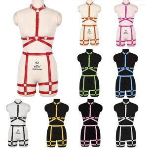 Bälten bondage sele mode kvinnors bälte punk dans rave strumpor sexiga underkläder set pu läder bur bh suspender goth accessoarer