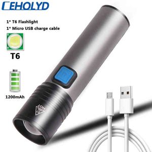 Ceholyd LED懐中電灯XM-T6ビルトイン充電式18650バッテリー防水キャンプライトズーム可能な狩猟用トーチランタンJ220713