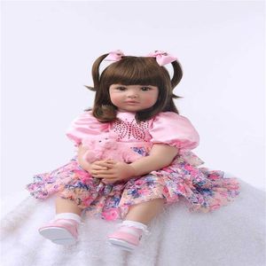 60cm Silicone Reborn Baby Doll Toys Princess Toddler Dolls Girls Brinquedos High Quality Collection Limited Dolls Q0910283B