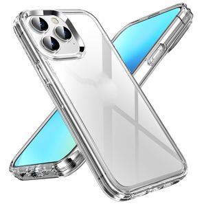 2MM Thickness Transparent Armor Defender Cases Hard Plastic Acrylic TPU Crystal Clear Military-Grade Protective Shockproof Cover For iPhone 14 13 12 Mini Pro Max