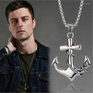 Chains Sporty Casual Men Jewelry Anchor Necklace Stainless Steel Chain With Pendant 24.8 Inch Long Mens Accessory