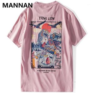 Chinese leeuw geprinte streetwear t shirts Mens Harajuku Hip Hop Casual Street T stukken mannelijke katoen t shirts tops1 heren t shir357e