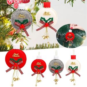 Julekorationer 1 st julgran Bow Christmas Ornament Bell 3 Typ Home Garden Plysbbågar Christmaswedding Party Decoration #50G 220908