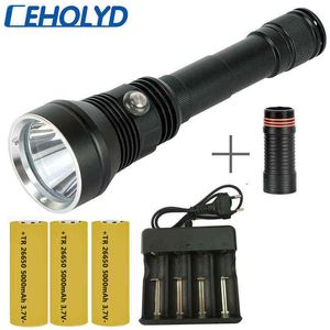 Militärgrad XHP70 Super Bright Diving Swimming LED Flashlight Waterproof IPX8 Underwater 80m Power 3PCS 18650 Batteri J220713