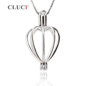 CLUCI Heart cage pendant sterling silver pearl pendant Beads Holder Accessories for Women Authentic Silver Jewelry S1810233s