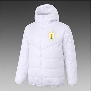 Uruguay Men's Down Hoodie Jacket Winter Leisure Sport Coat Full Zipper Sports Outdoor Warm Sweatshirt Logo Custom