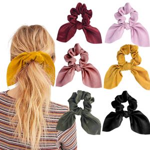 Elastici per capelli L Scrunchies Satin Silkrabbit Bunny Ear Bow Bowknot Scrunchie Bobbles Elastic Ties Ponytail Holder For Wom Bdesybag Ameo7