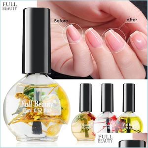 Nagelbehandlingar Ny nagelband Oil Nagelbehandling Torr blomma Naturlig näringsvätska Mjukgöring Agent Naglar Kantskydd Care Body Healt DHLD4