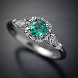 Pierścień imprezowy Panash Green Clear For Women w kształcie okrągłego projektu Pierścień palec sześcien cyrkon 925 Srebrna biżuteria