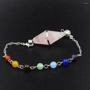 Anhänger-Halsketten, Reiki-Heilung, Prisma, Pyramide, Pendel, natürlicher Quarzstein, Anhänger, Chakra-Kette, Amethyste, Kristall, Pendel, Wahrsagerei