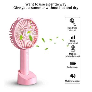 Elektriska fläktar USB -uppladdningsbar mini handhållen fan utomhus mini Creative Desktop Office Mute Charging Portable Handheld Fan T220907