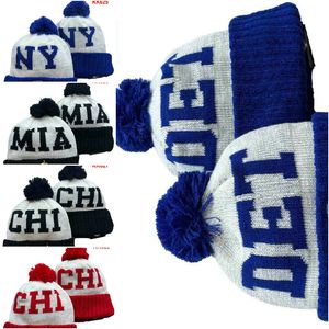 فريق Det Beanie North American Basketball Team Patch Winter Wool Wool Sport Celet Hat Skull Caps