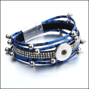 Charm Armbänder Ethnische Pu-Leder Mtilayer 18mm Snap Button Armband Colorf Frauen Männer Punk Armreif Noosa S180 Drop Delive DHSeller2010 Dhqi8