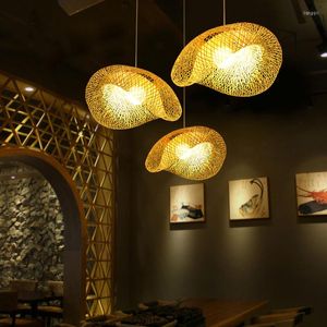 Pendellampor modern restaurang bambu led lampor trä lampa matsal vardagsrum toalett hängande loft vila kök hemljus