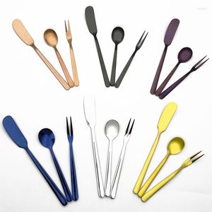 Stepware Setleri Paslanmaz Çelik Bıçak Çatal Kaşıklar Pasta ve Meyve için Meyveli Set Tatlı Çatal Bıçak Bıçak Bıçak Beseri Cilalı 9 PCS/SET