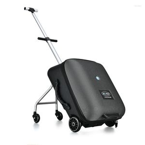 Suitcases Fashion Upgraded Version Baby Sitting On Trolley Tavel Bag Suitcase Carry Rolling Luggage 20 Inch For Kids