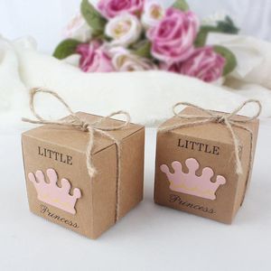 Caixas De Favor Rústico venda por atacado-Embrulho de presente Little Princess Baby Churche Kraft Boxes Favor