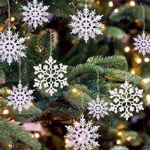 Decorações de Natal Outros suprimentos para festas de evento 36 pcs de ornamentos de floco de neve de plástico de Natal e inverno Decorações de inverno Árvore do país de Natal pendurado 220908