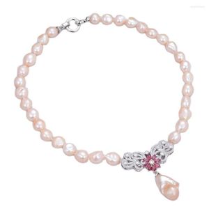 Подвесные ожерелья jk natual keshi gearl pink baroque cz красный цветок ожерелье для женщин
