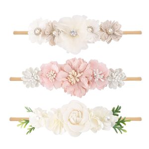 Baby Girl Hair Accessories Flower Pannband Full Handmade Bundle Nylon Elastic Hairband Headwear 20220908 E3