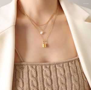 Pendant Necklaces 18K Gold 3 Layers Baroque Pearl Necklace For Women Stainless Steel Designer Jewelry Luxury Accessories INS Korean 2022