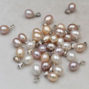 Pendant Necklaces 1pc 8-10MM Teardrop Pearl Pendants Shiny White Pink Purple Dangle Charm Pendulum Elegant Natural Freshwater Women