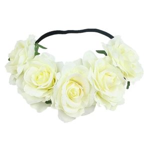 Rosa floreale fascia corona matrimonio ragazza fiore corona fascia per capelli fascia elastica nera fiori copricapo 6 pezzi /
