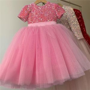 Mädchenkleider Mädchen Hochzeitskleid für Kinder 3–8 Jahre Pailletten Spitze Tüll Prinzessin Tutu Kinder Elegante Party Abend Formelle Kommunion Abendkleid 220908