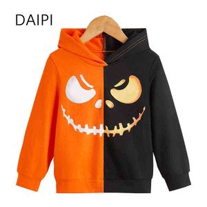 Hoodies Sweatshirts 2-13 Yıllık Çocuk Giysileri Kızlar Cadılar Bayramı Birleştirme Kabak Yüz Çocuklar Boys 2022 Yeni Gündelik Hoodie Sweatshirt Stranger Şeyler 0908