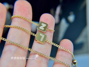 Braccialetto di fascino gioielli da donna 26 lettere diamante quadrato pendent chocker 15-18 cm au750 oro giallo