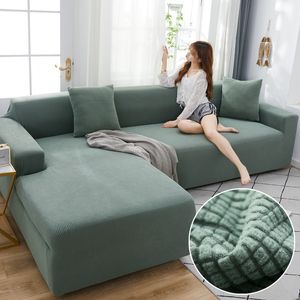 Stuhlhussen Plüsch-elastisches Sofa für Wohnzimmer, Samt-Chaiselounge, Polarfleece, Eck-3-Sitzer-Sessel, Schnittcouch-Schonbezug 220906