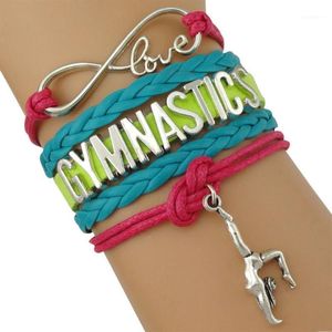Charm armband gymnastik älskar oändlighet sport smycken rosa gröna vax sladdar tjej pojkar gåva många stilar att välja1245p