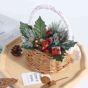 Faux Floral Greenery 1pcs Árvore de Natal Arregada Arreça de Natal Home Hotel Hotel Center para Festa de Natal Diy Decoração Home Acessórios Handmades J220906