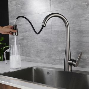 Kitchen Faucets Pull Out Black Faucet Cold Mixer Water Tap 2 Model Rotatable Retractable 304 Stainless Steel Wash Basin Sink