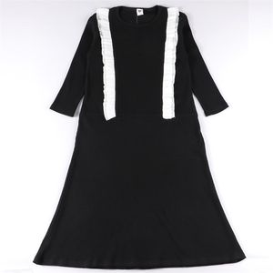 Mädchenkleider Mädchen-Max-Kleid für Kinder, kurze/lange Ärmel, gerippt, Sommer- und Frühlingsmädchenkleider, Kleidung, schwarze Rüschen, lange Nachthemden für Kinder, Kleider 220908