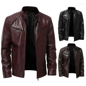 Men's Jackets 2022 Autumn And Winter Business Gentleman Stand Collar Plus Size Leather Jacket Men