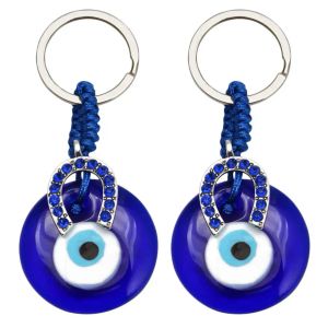Anéis -chave L Charms de chaveiro de olho maligno azul turco Good Luck Glass Lucky AMET Protection Carro Ornament Drop entrega 20 yydhome amyzk