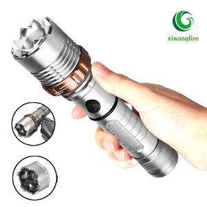 Lotus Attack Head Led Flashlight Tactical Flashlight T6 Zoomable 5 Modes Lantern Torch Rechargeable Outdoor Camping Lamp J220713